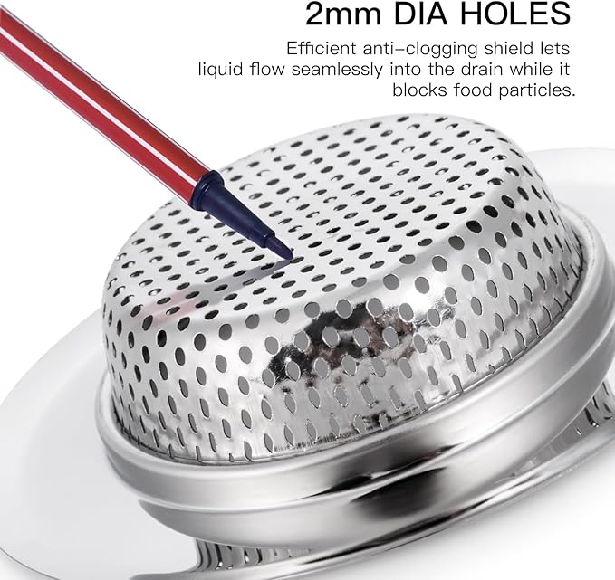 4 Pack Heavy Duty Stainless Steel Kitchen Sink Drain Strainer, Bathroom Hair