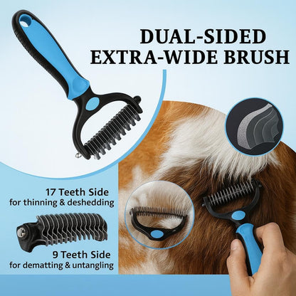 Dog Grooming Kit 6-in-1 for Heavy Shedding – Professional Pet Grooming Tools Set, Complete Home Care Kit with Deshedding Rake, Slicker Brush, Nail Clipper, Bath Brush & Flea Comb for Dogs & Cats