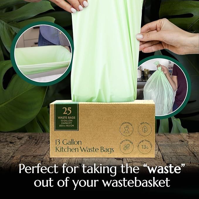 Cleanomic Compostable* 13 Gallon Trash Bags