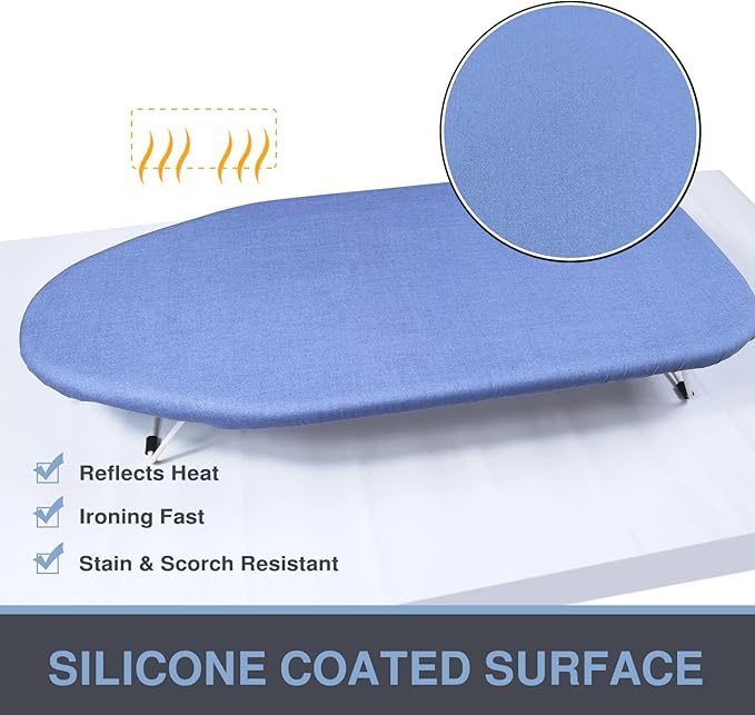 Tabletop Ironing Board Cover and Pad 12.5 x 32, Elastic Edge, Silicone Coated