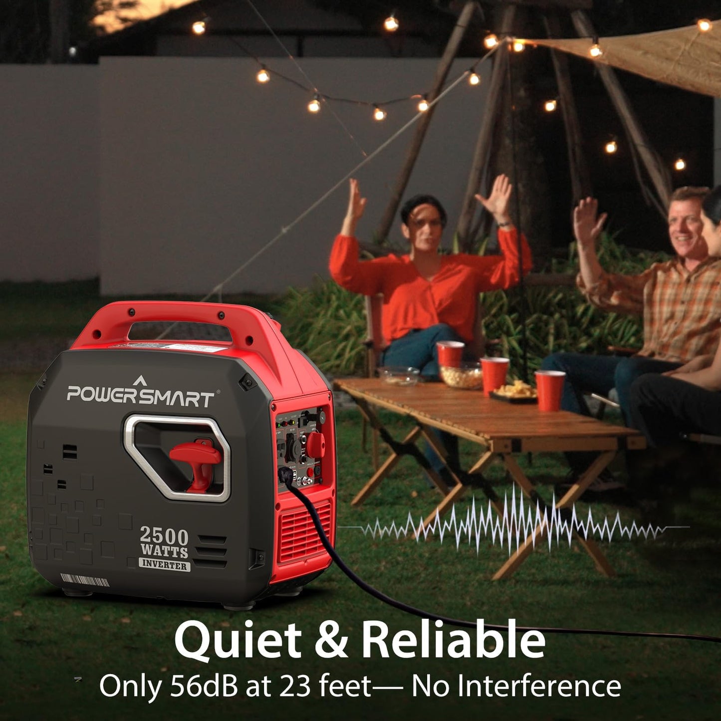 PowerSmart 2500 Watt Portable Inverter Generator with Electric Start, 30 Amp for Home Use and Emergency Backup, CO Protect, Super Quiet