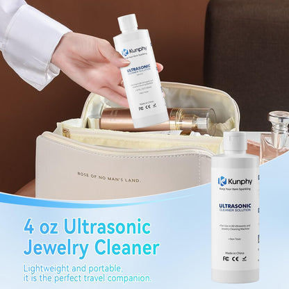 Kunphy Ultrasonic Jewellery Cleaner, Professional Ultrasonic Cleaner Fluid for Use in All Ultrasonic Cleaner Machines, Cleaning Agent Suitable for Cleaning Jewellery, Glasses etc, 120ML