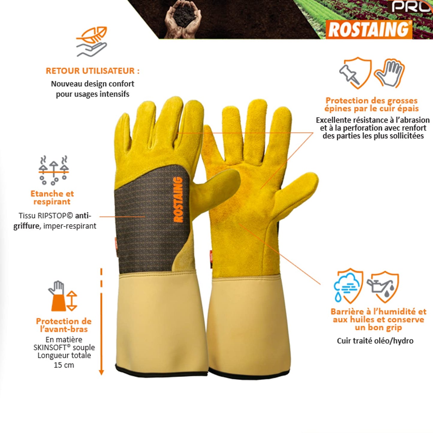 Rostaing RONCIER-IT10 "Robuste" Gloves - Brown