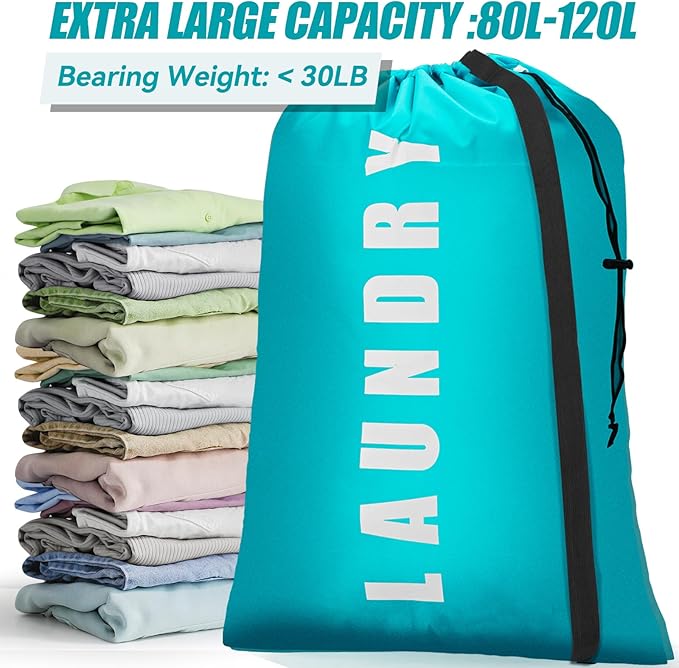 Heavy Duty Laundry Bag with Strap, 2 Pack Travel Laundry Bags