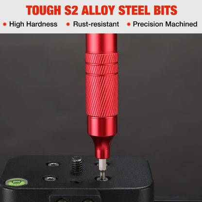 WORKPRO 24 in 1 Multi Bit Mini Screwdriver Set Magnetic, Manual Pen Screwdrivers, Tough S2 Steel Small Screwdriver Bits for Eyeglass, Watch, Laptop, Phone, Jewelry and Electronic, Red