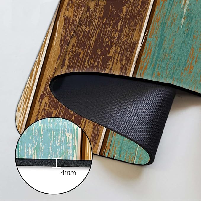 MCALK Wood Pattern Teal Kitchen Sink Faucet Mat Splash Guard, Absorbent