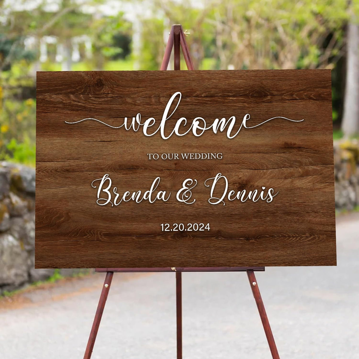 Rustic Wooden Welcome Wedding Sign - Personalized 3D Name Board