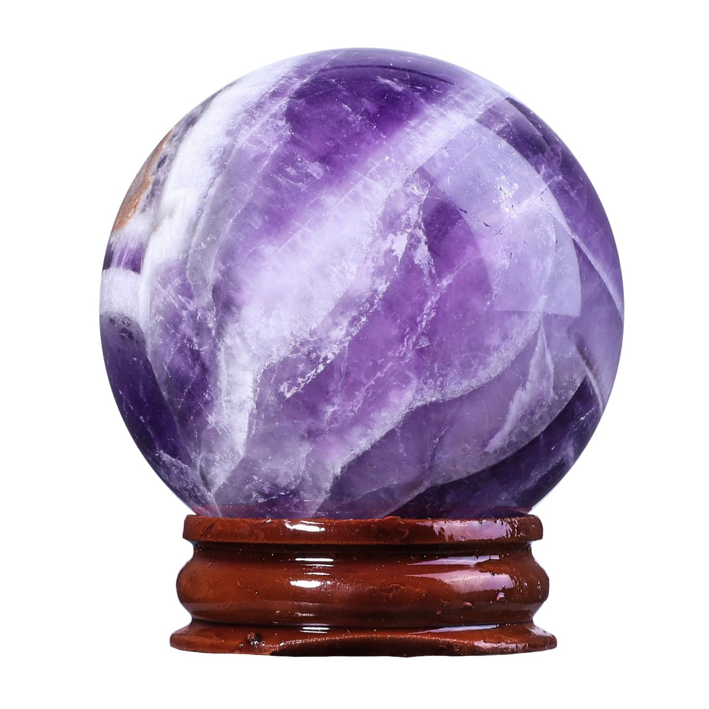 mookaitedecor Natural Amethyst Crystal Ball with Stand, 45-50 mm Decorative Round Stone Sphere Sculpture Figurine for Witchcraft Feng Shui Divination Home Decor
