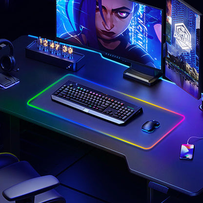 Large RGB Gaming Mouse Pad -15 Light Modes Touch Control Extended Soft Computer Keyboard Mat Non-Slip Rubber Base for Gamer Esports Pros 31.5X11.8(RGB)