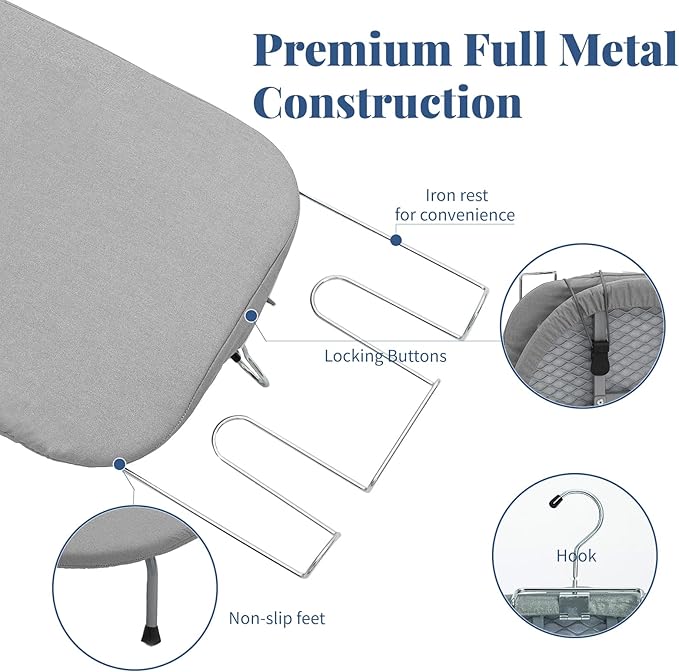 Small Ironing Board with Iron Holder, RAINHOL Countertop Mini Ironing Board