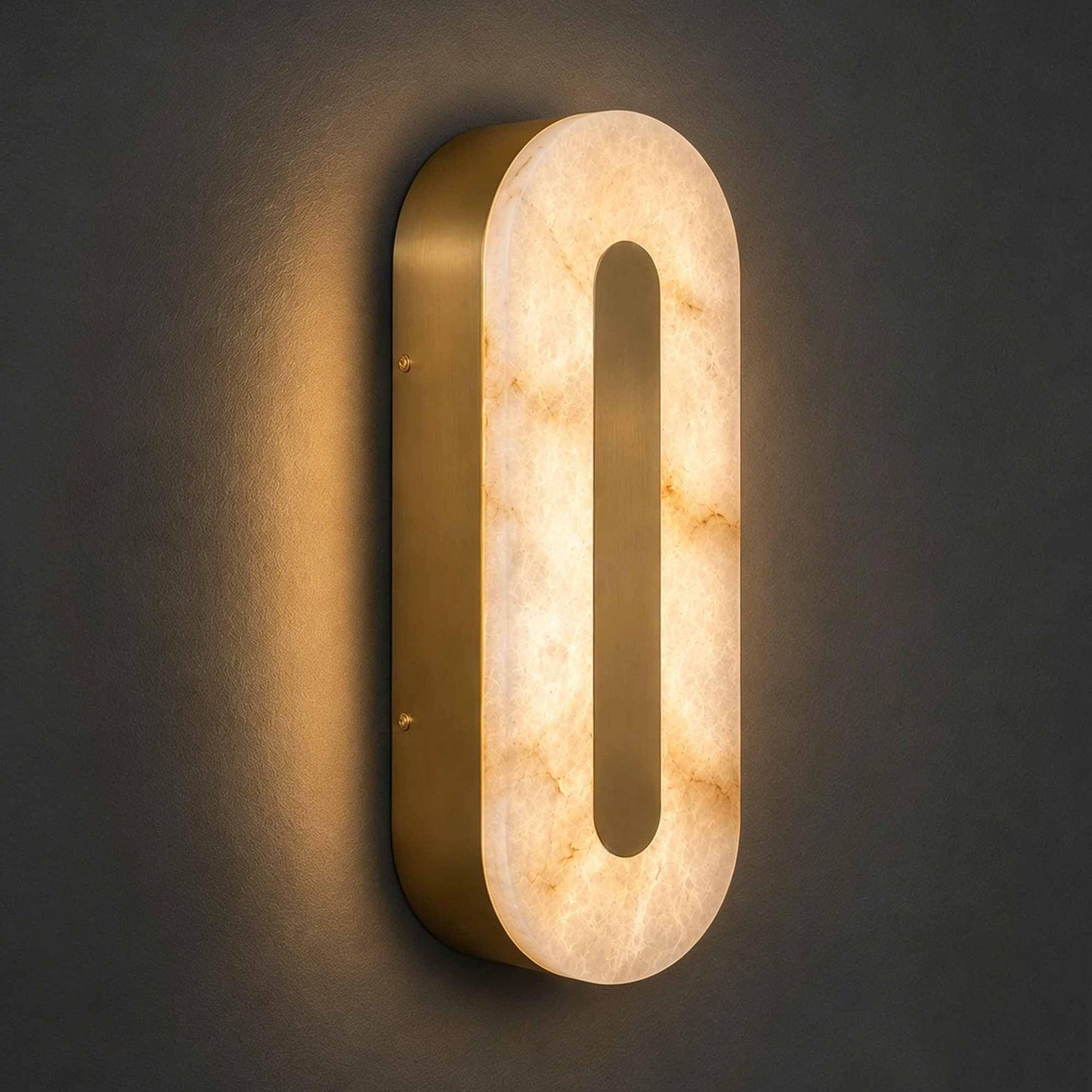 YMDHFS Alabaster Wall Sconces Natural Marble Wall Sconce Oval Stone Wall Light Gold Marble Bathroom Vanity Light Fixtures LED Bedroom Alabaster Lights for Living Room Showroom Staircase Hardwired