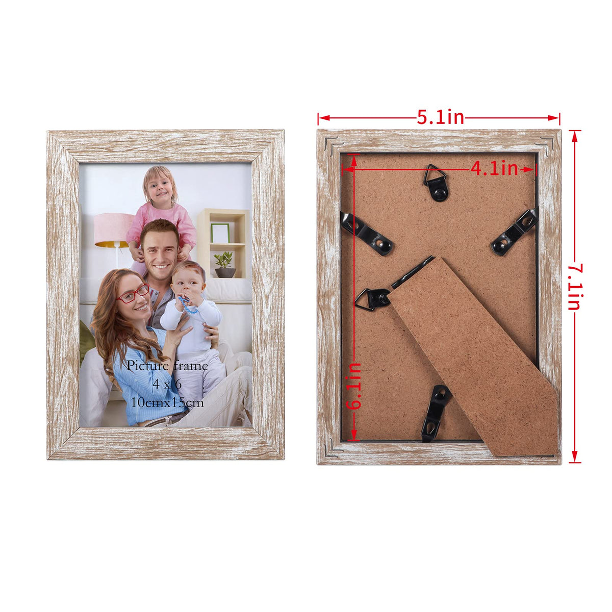 Giftgarden 4x6 Picture Frame Distressed Beige White Set of 12, Multi Rustic Wood Grain 4 by 6 Photo Frames Bulk for Wall or Tabletop Display