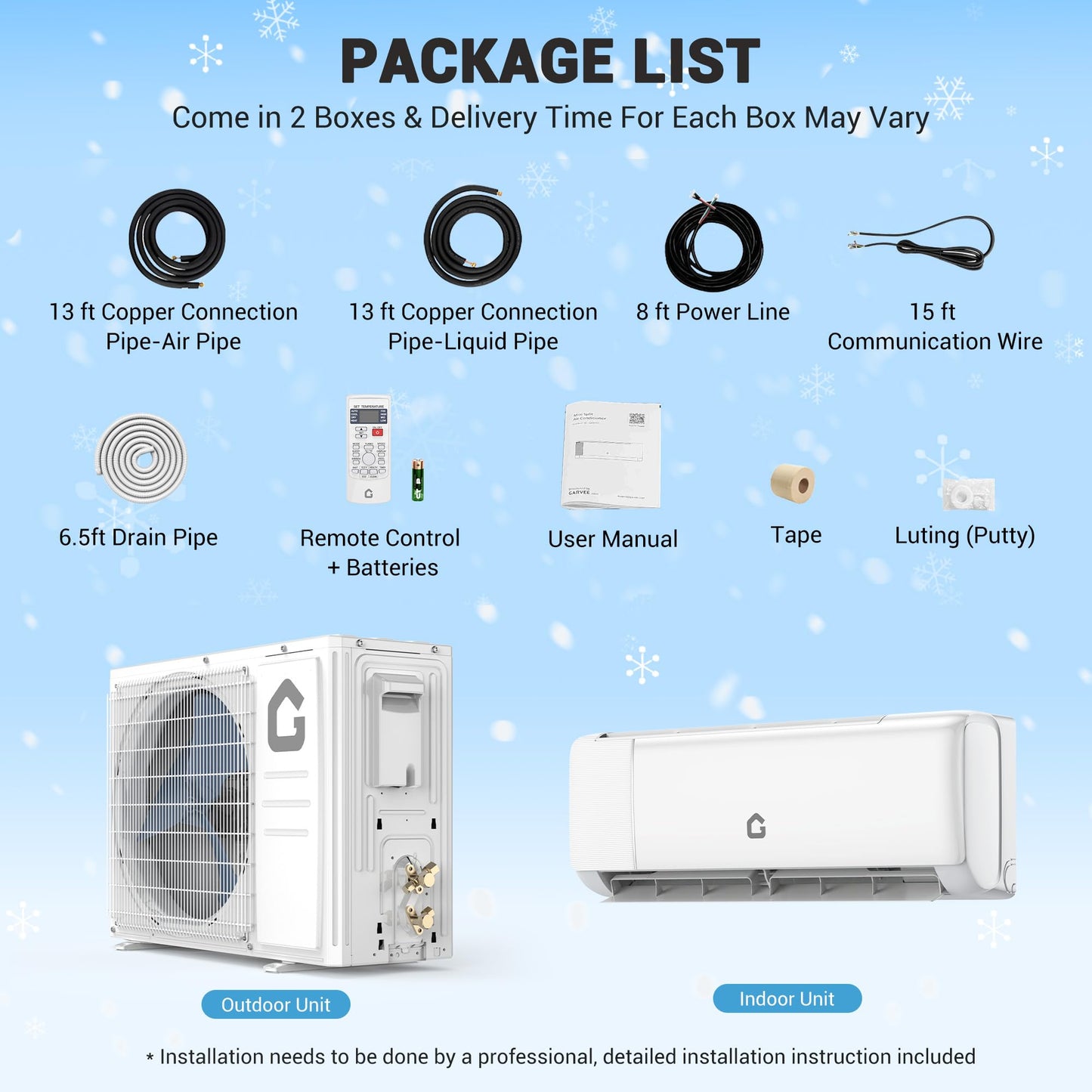 12000 BTU Mini Split Air Conditioner & Heater,Cools Rooms Up to 750 Sq.Ft,22 SEER2 110V Energy Saving Wall Mounted AC Unit,WiFi Enabled,Include Remote Control,Condenser & Heat Pump,Installation Kits