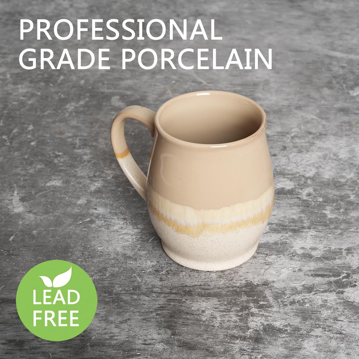 Bosmarlin Extra Large Ceramic Coffee Mug, 25 Oz, Dishwasher and Microwave Safe, Big Oversized Tea Cup for Office and Home (Brown Grey)