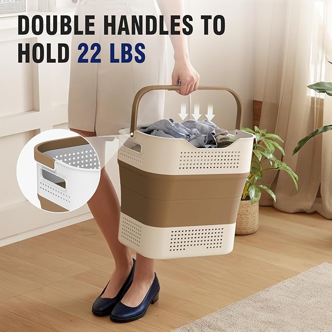 TECHMILLY Collapsible Plastic Laundry Basket Hamper