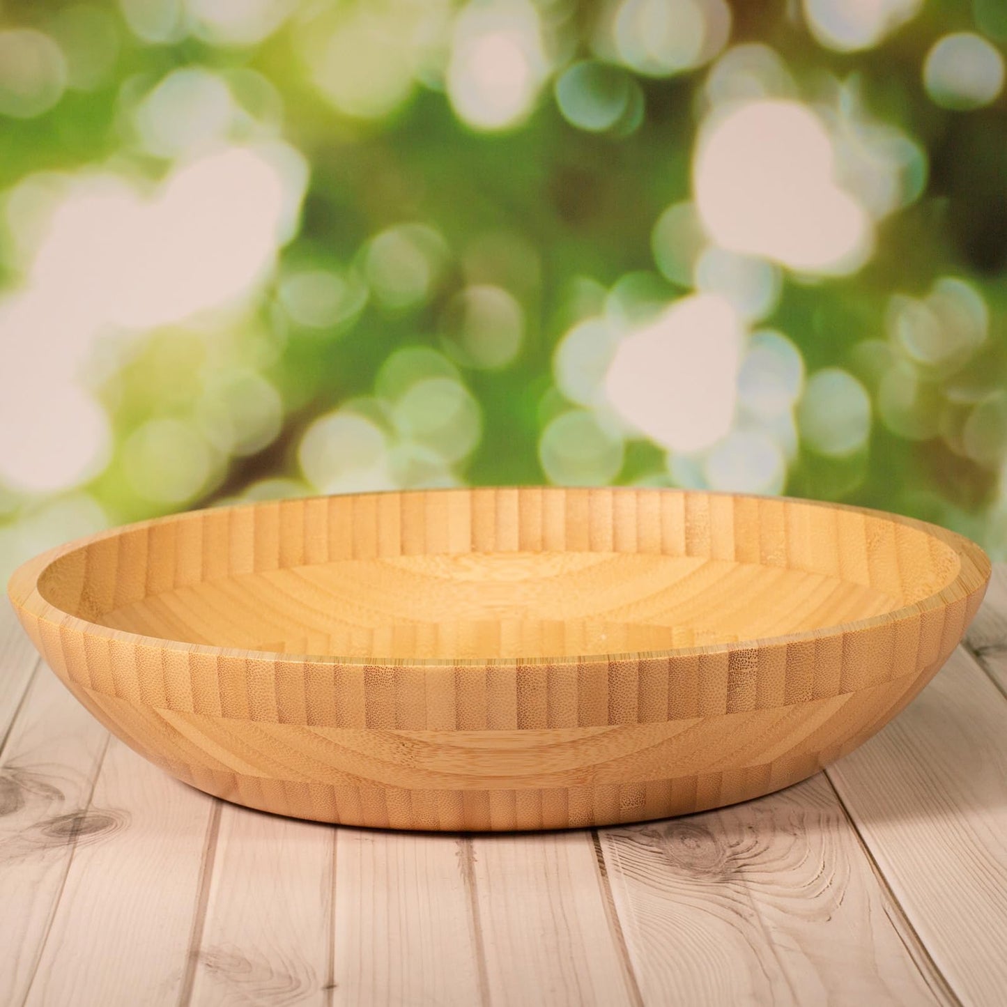 ZTHapwa Bamboo Salad Bowl, 12'' Large Fruit Bowl for Kitchen Counter, Bamboo Wooden Big Serving Bowls for Snacks/Desserts/Appetizers/Nuts/Soup, Farmhouse Decorative Dish for Home Décor, 100 oz