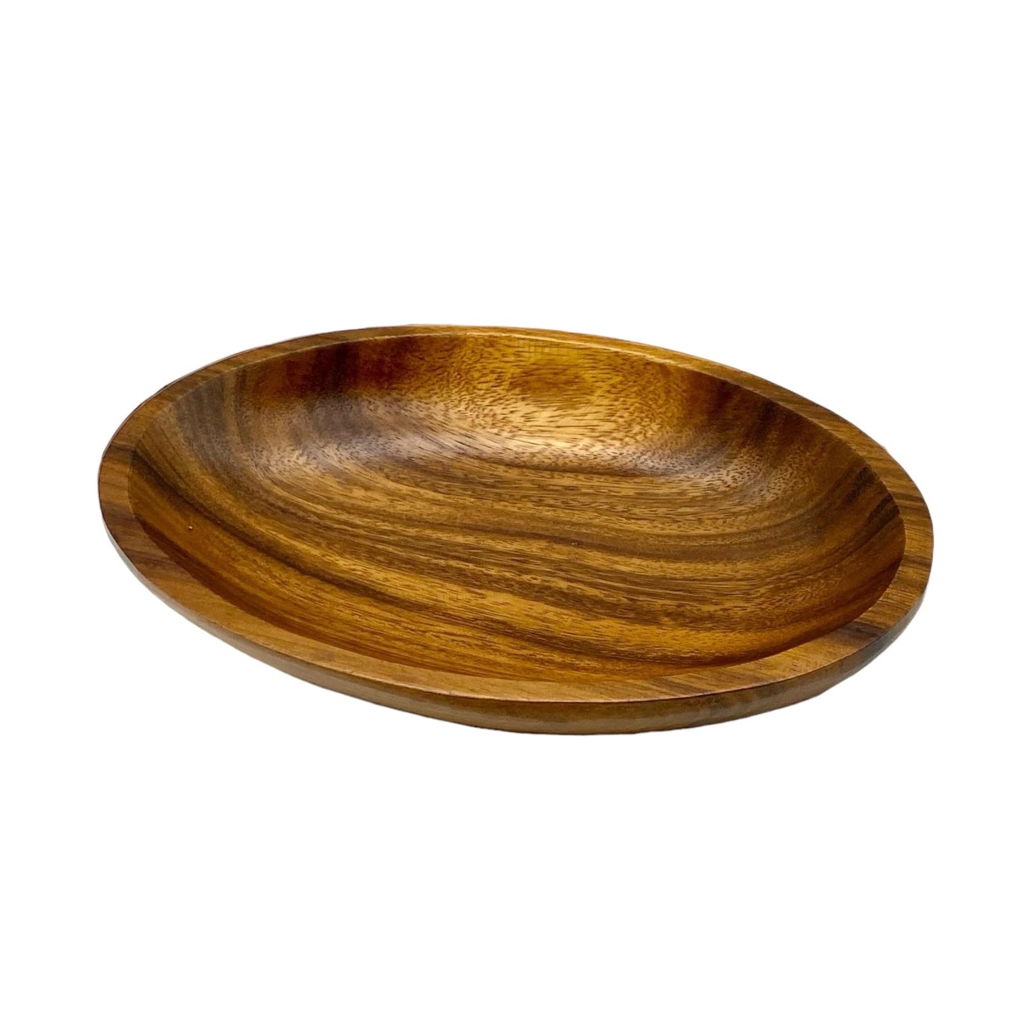 WRIGHTMART Acacia Wood Oval Bowl, Handmade, Rustic Server for Foods, Salads, Fruits, Bread - Dining Table & Kitchen Counter Décor - Entryway Key & Coin Catch-All Tray, 10.75" x 7" x 1.75"