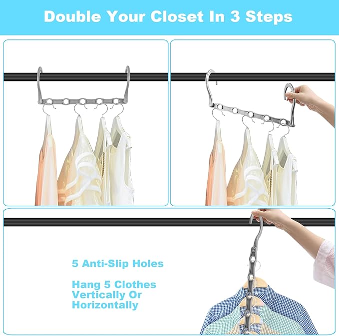 DUCOO 10 PCS Space Saving Hangers, 5-Hole Magic Hangers