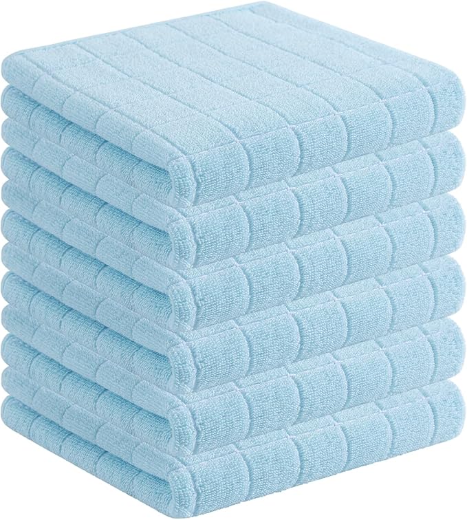 Homaxy 100% Cotton Terry Kitchen Towels, Checkered Designed, Soft and Super