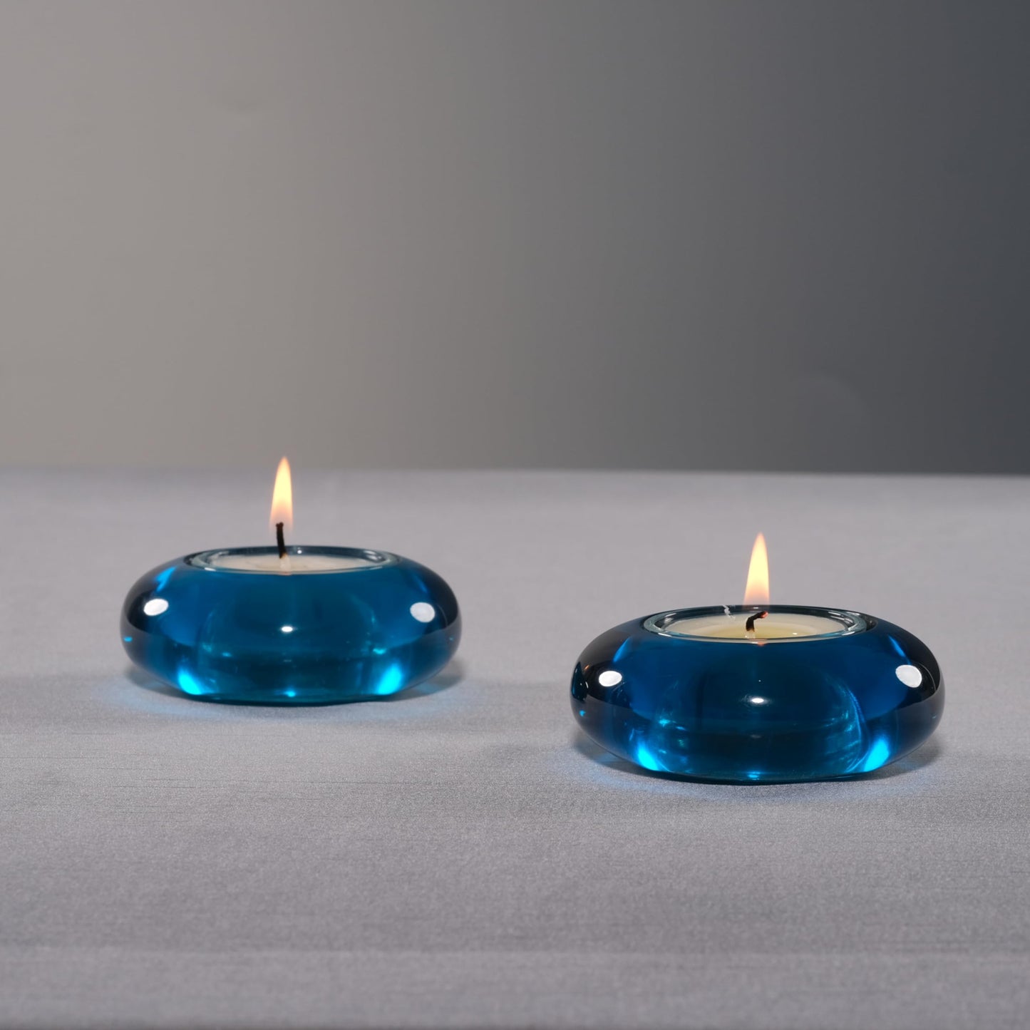 ICNBUYS Handmade Decorative Pebble Tealight Candle Holder Set of 2 - Handcrafted Home Decor Accent for Calming Earthy Aesthetic Blue Diameter 3 inches - Resin