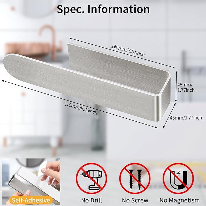 Adhesive Hand Towel Holder, 8 Inch Towel Holder