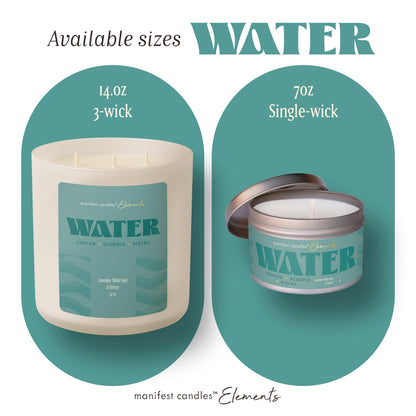 Large 14.5oz 3 Wick Zodiac Water Cancer Pisces Scorpio Zodiac Gifts for Women - 60 Hour Burn - Astrology Gifts for Women, Healing Manifestation Spiritual Candles, Intention Meditation Candle