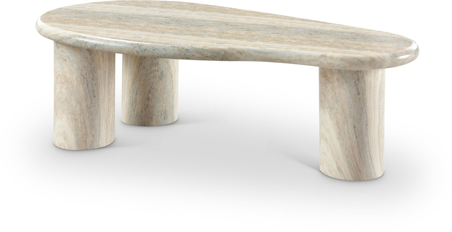 Meridian Furniture 99095Travertine-Ct Sassari Collection Art Deco Indoor/Outdoor Concrete Coffee Table in Travertine Finish, 47.5" W X 24" D X 16" H, Travertine