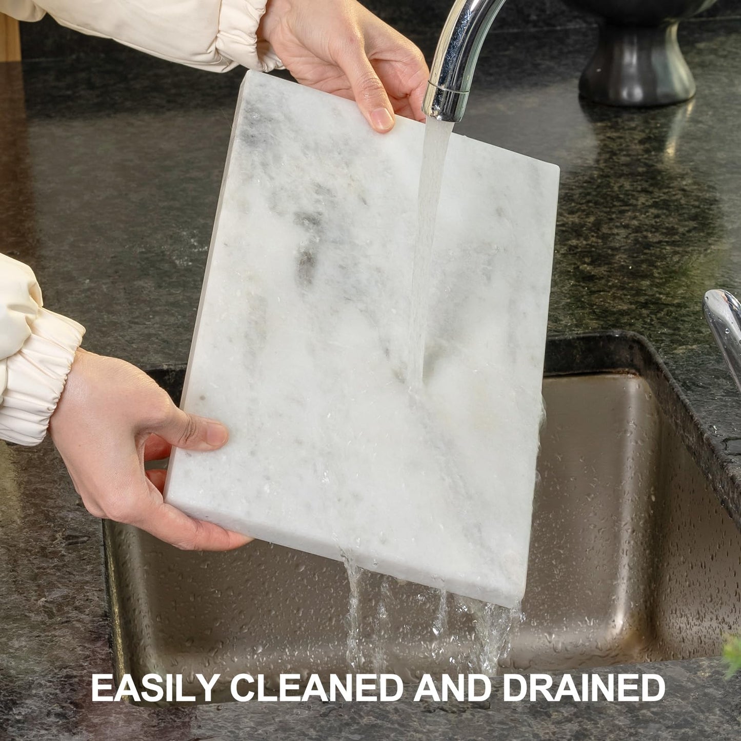 BCS Natural Marble Cutting Boards for Kitchen - 12" x 8" Multi-Purpose Pastry Marble Tray Cheese Board Marble Slab for Counter, Bathroom Perfume Tray Jewelry Candle Plate (Namib Fantasy)
