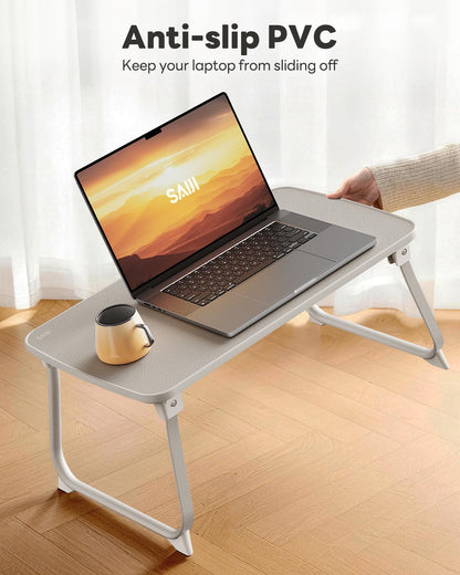 SAIJI Laptop Bed Tray Table, Lap Desk for Bed with Non-Slip PVC Leather Desktop,Reinforced Aluminum Frame with U-Shaped Lock for Heavy-Duty Stability,Notebook Tray for Couch Sofa Floor Office Work
