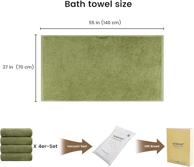 SEMAXE 4-Pack Luxury Bath Towels