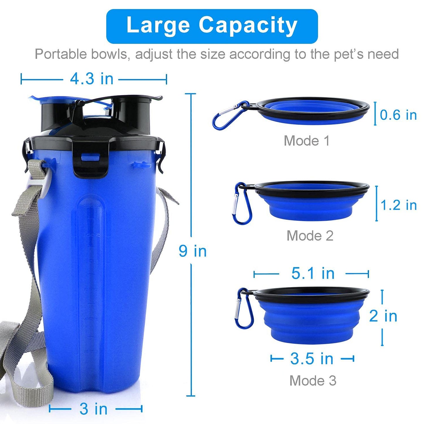 Dog Travel Water Bottle Collapsible Bowls, 2 in 1 Pet Food Container with Collapse Bowls, Outdoor Portable Water Bowls for Walking, Traveling, Camping and Hiking (Orange)