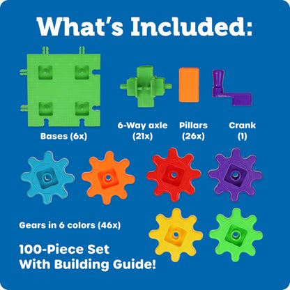 Learning Resources Gears Gears Gears, Deluxe Beginners Building Set, 100 Pieces, STEM Construction Toy for Kids, Building Toy, Develops Fine Motor Skills, Gifts for Boys & Girls Aged 3 4 5