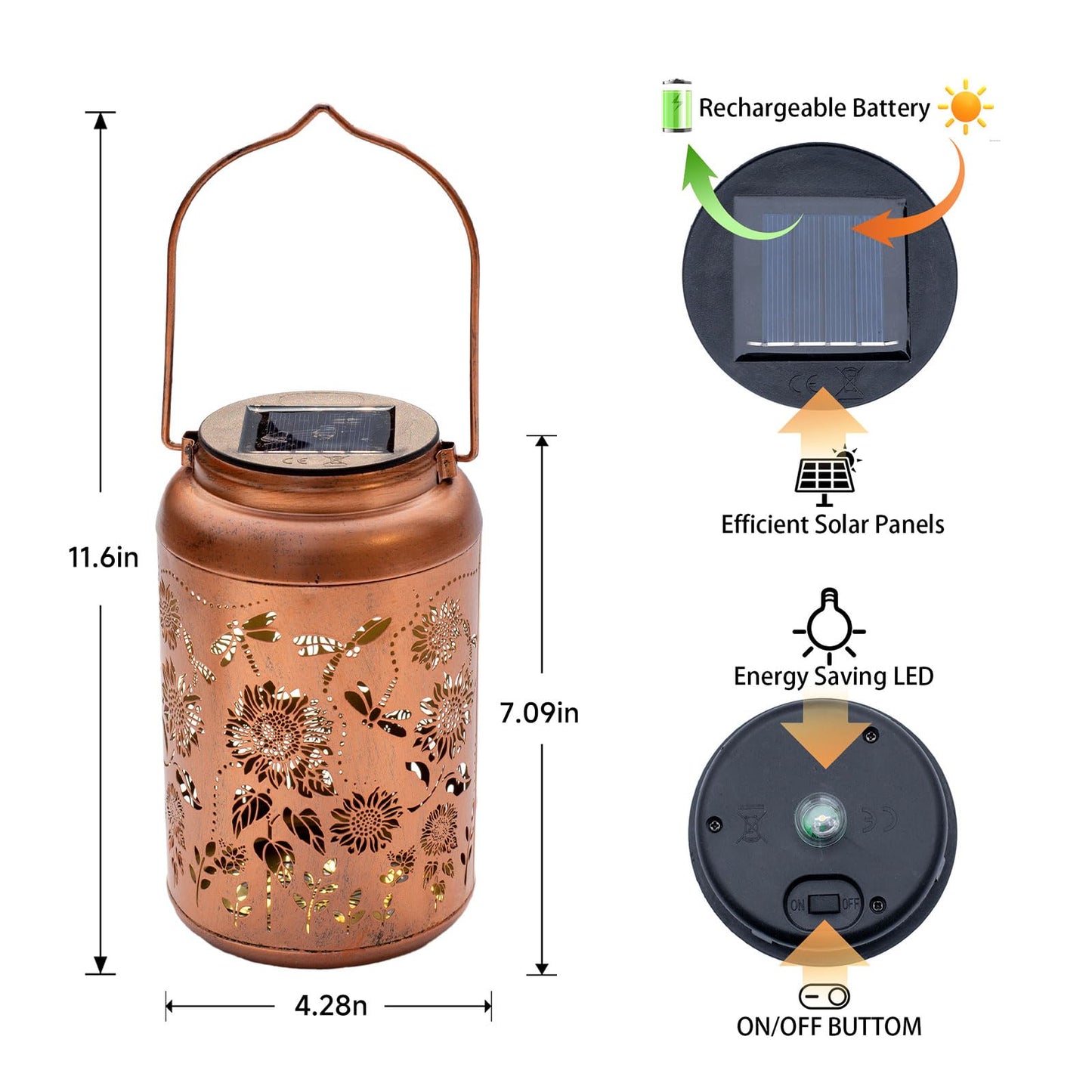 2pack Solar Lanterns Lights Outdoor Hanging Lantern Waterproof Metal LED Dragonfly Spring Decor Mothers Day Gifts for Women Men Mom Grandma Solar Light for Garden,Yard,Patio, Lawn,Pathway,Landscape