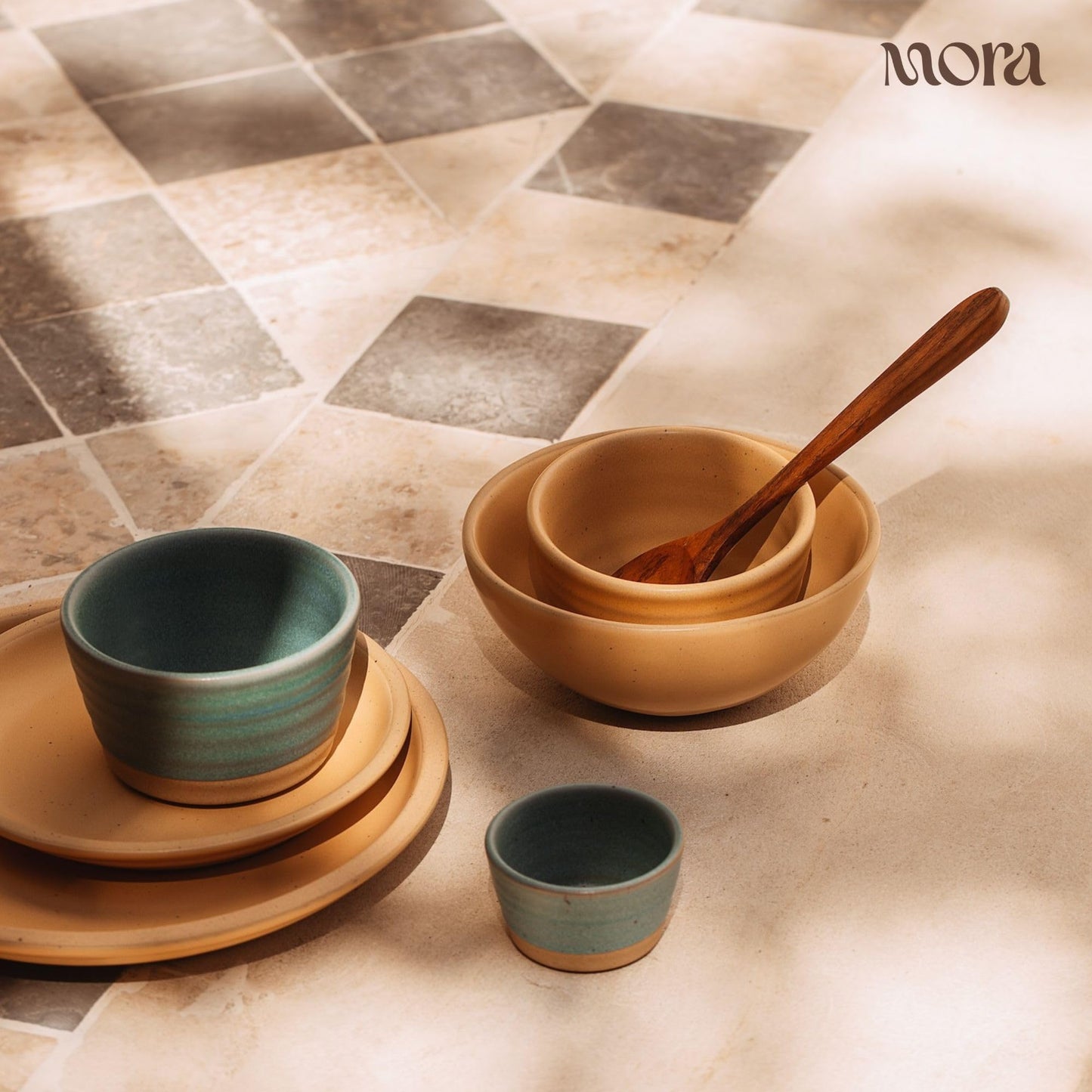 MORA Medium Bowls Set of 4, 28oz Ceramic Pottery Everyday Bowls - Microwave, Oven and Dishwasher Safe - Merrigold