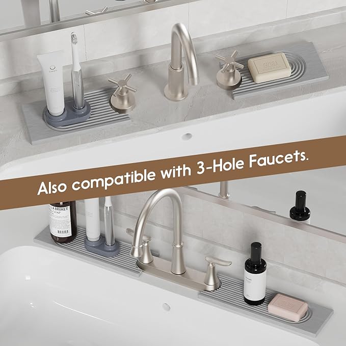 Faucet Mat for Kitchen Sink, Diatomite Quick Drying Tray, 15.8 Inch Kitchen