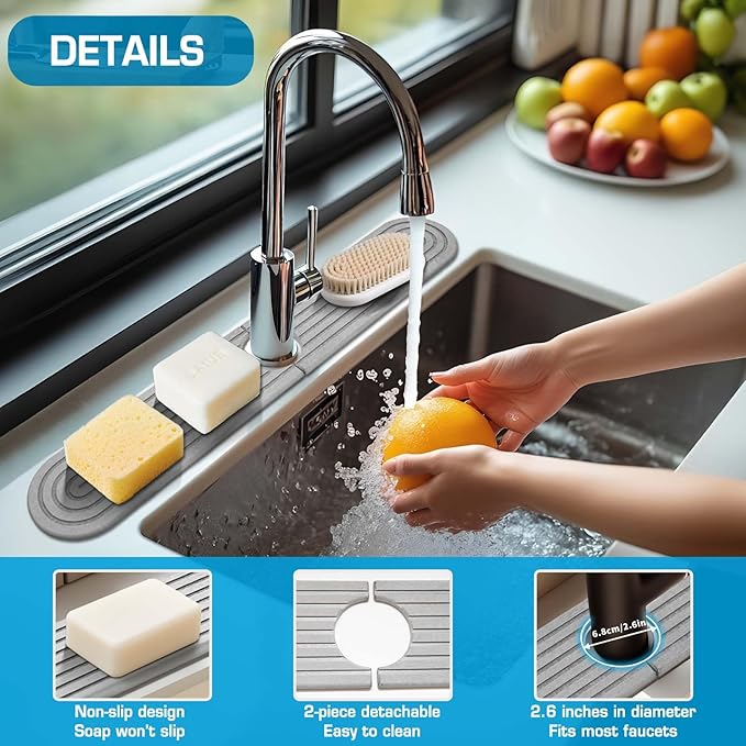 Diatomite Stone Faucet Mat For Kitchen Sink-Absorbent Fast Drying Stone Sink