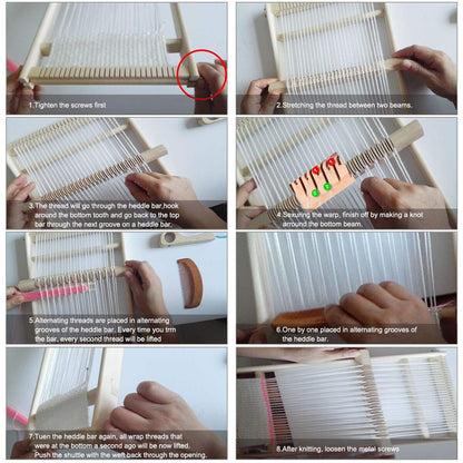 Kitchnexus Wooden Weaving Loom Kit 40 x 26 cm Multi-Craft Lap Frame Hand-Knitted Woven Set DIY for Kids Adults Beginners Children