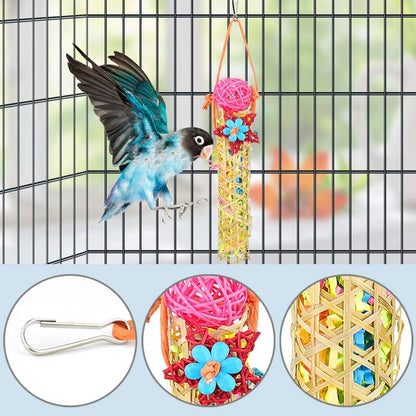 Heyu-Lotus 5 Pack Bird Shredding Toys Bird Parrots Chewing Hanging Toys Parrot Cage Shredder Toys Bird Cage Accessories for Small Parakeets, Cockatiels, Budgies, Conures, Love Birds, Finches
