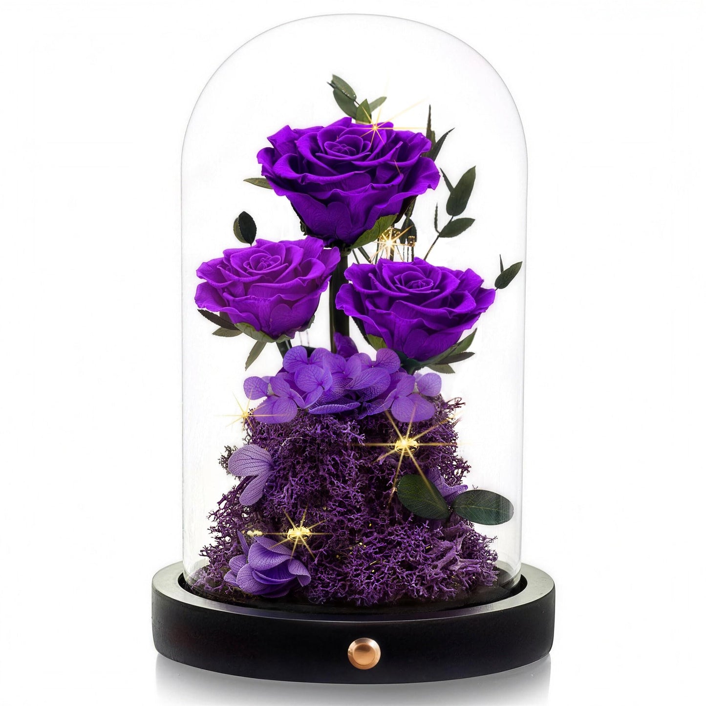 DENIMOMO Mothers Day Roses Gifts for Mom,Forever Purple Preserved Rose in Glass Dome,Mothers Day Real Flowers Roses Gifts for Wife Women Mom Grandma/Purple