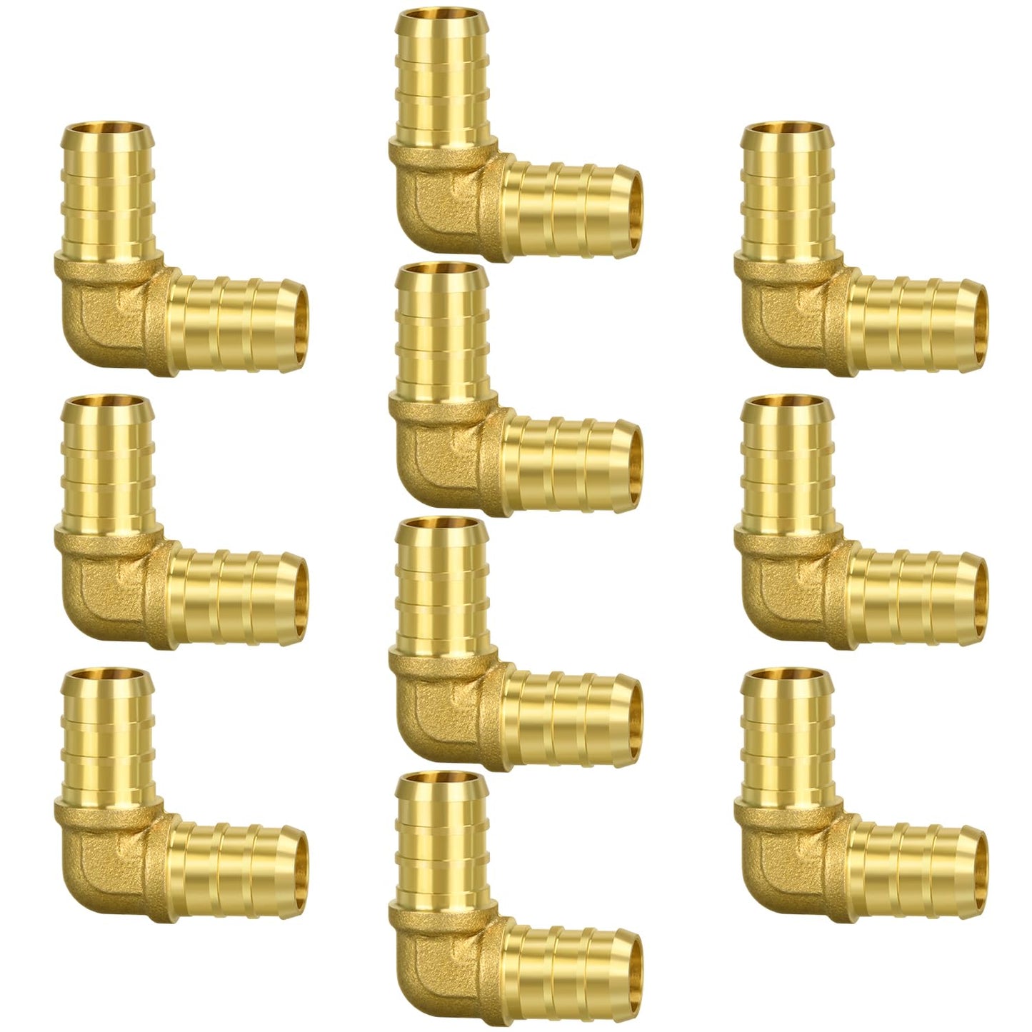 10 Pack 1/2" PEX Elbow Fittings, Brass Fittings for PEX Tubing Pipe (1/2" Elbow, 10)