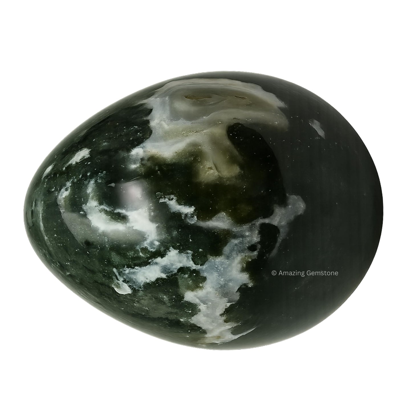 Amazing Gemstone Moss Agate Crystal Yoni Egg, 2 Inches - Premium Crystals and Healing Stones Yoni Egg for Pelvic Floor Health, Natural Healing Crystal Eggs for Meditation and Stress Relief