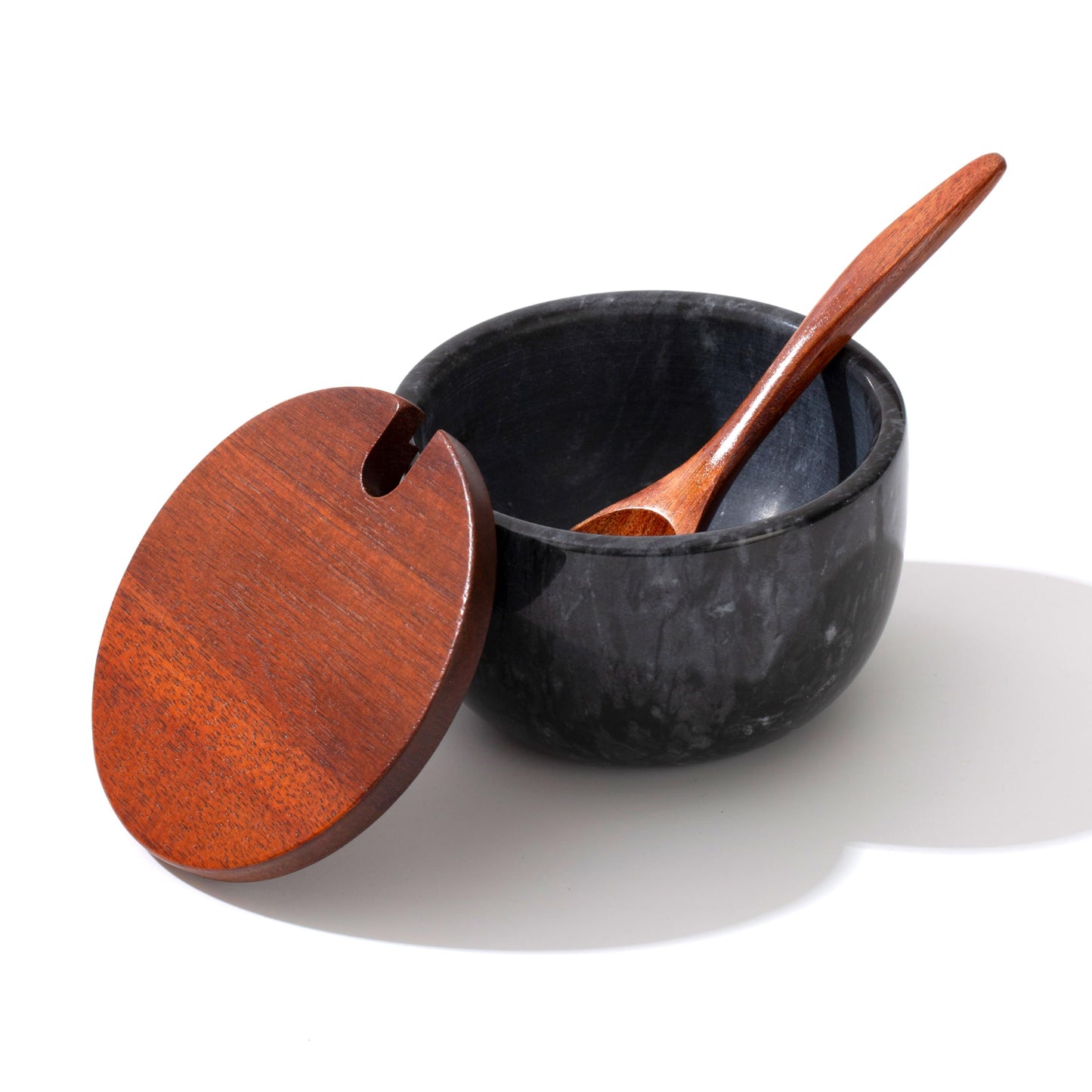 NHKRTE 18-Ounce Marble Spice Jar with Lid and Spoon, black
