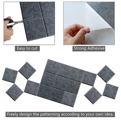 Uoisaiko Large Felt Board Tiles with 30 Pins, 30x30cm Pack of 6 Bulletin Board Notice Boards for Home Office Kitchen, Self Adhesive Pin Board Wall Tiles for Photos Memos