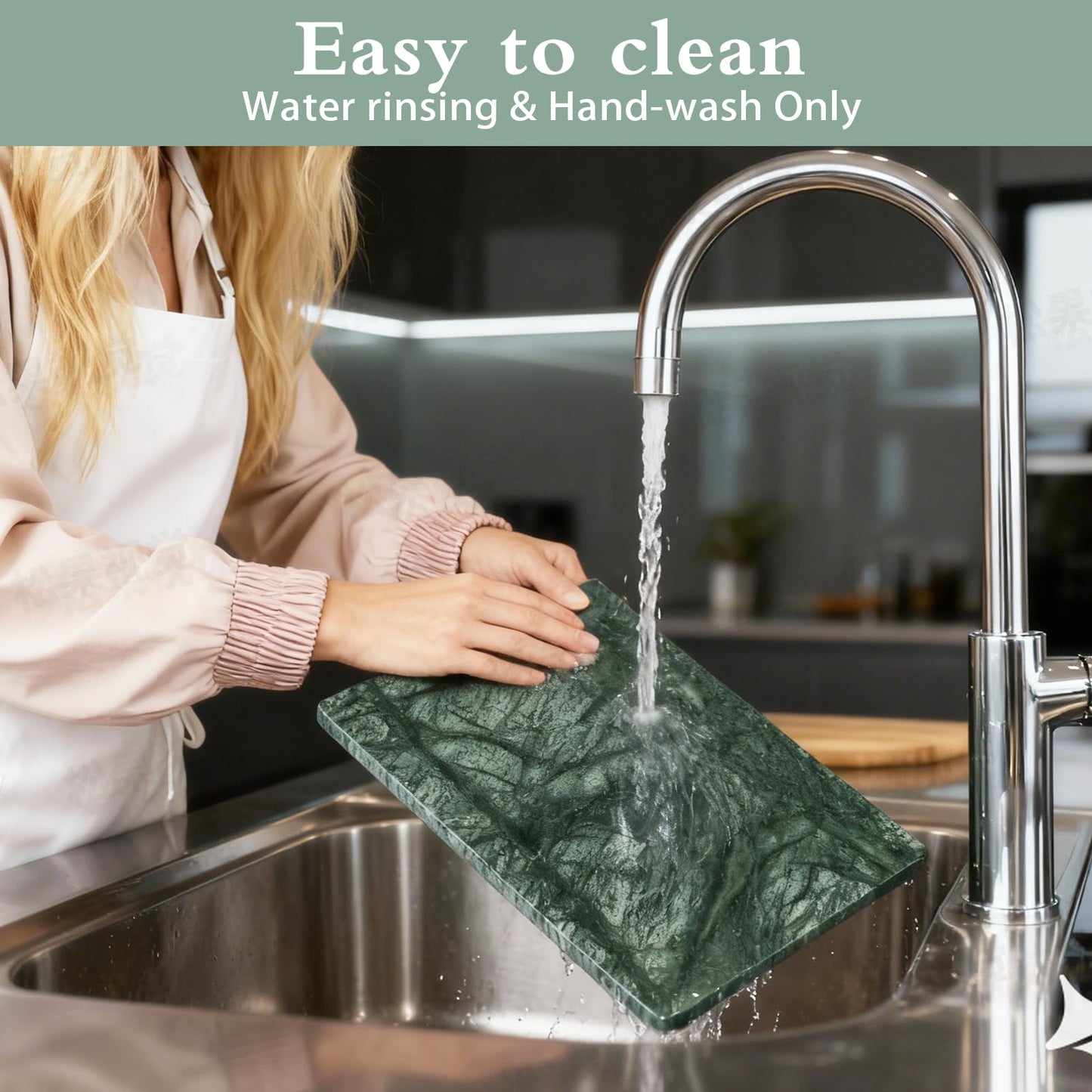 PracFit Marble Cutting Board for Kitchen- 12 * 8 Inch Handcrafted Marble Slab for Cheese, Charcuterie &Pastry & Deli – Non-Slip Feet,Rectangular Serving & Chopping Slab for Countertop(Green)