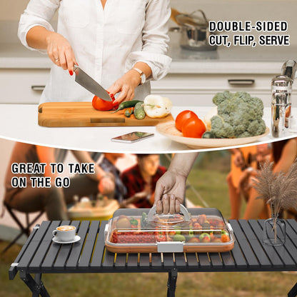 Renmxj Charcuterie Board with Clear Lid, Travel Portable Cheese Board Charcuterie Boxes Cutting Boards for Kitchen, House Warming Gifts New Home, Gifts for Women (6 Compartments White)