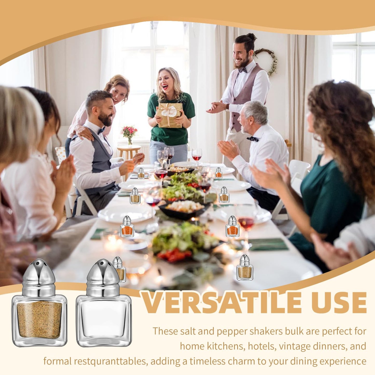 24 Pcs 0.5 oz Cube Shape Small Salt and Pepper Shakers Clear Mini Glass Seasoning Jars Spice Salt Shakers with Funnel and Storage Rack for Wedding Party Restaurant Home Kitchen (Silver)