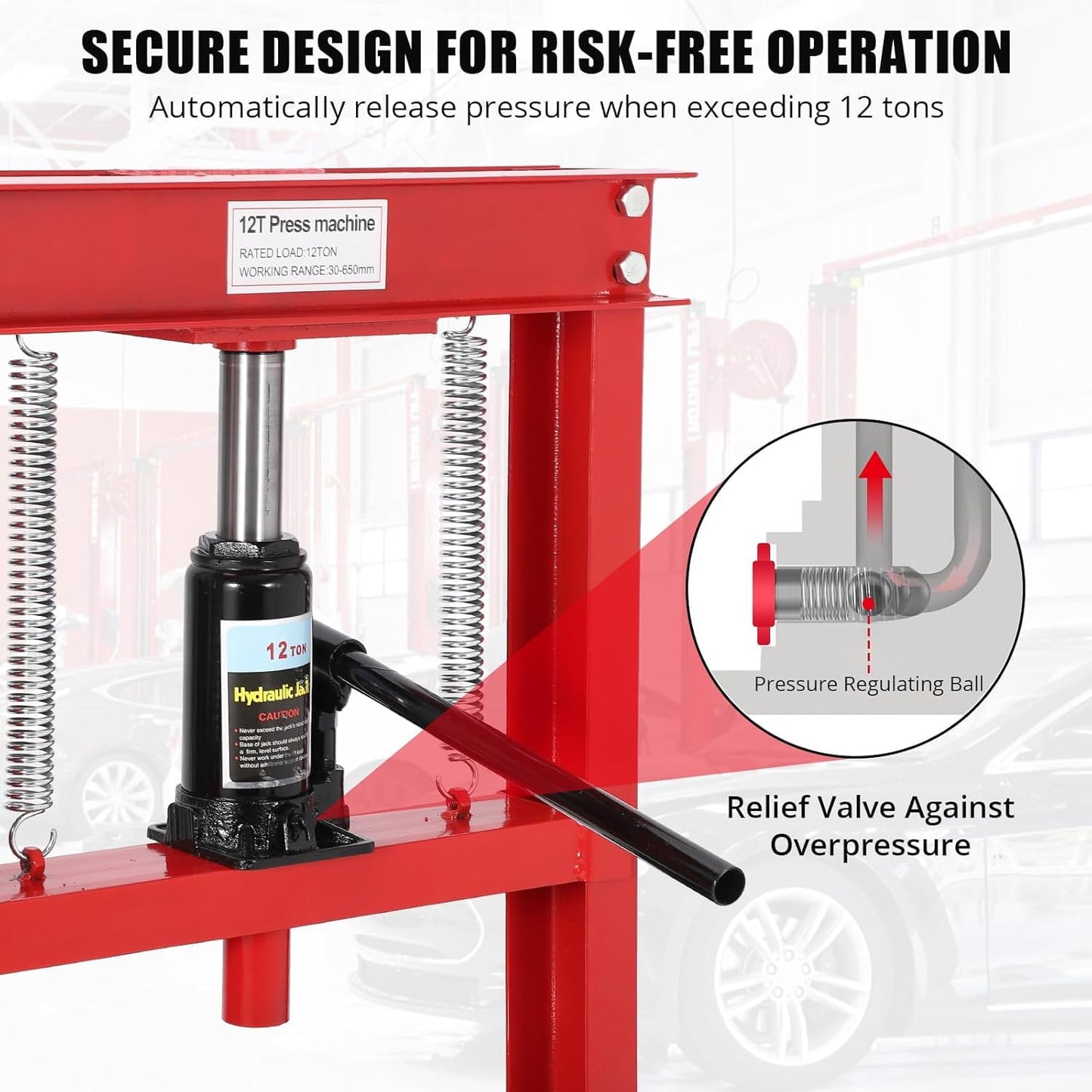 GarveeTech 20 Ton Hydraulic Press, Heavy-Duty Adjustable H-Frame Garage Floor Shop Press with Stamping Plates to Straighten Bend or Press Parts, for Straightening/Automotive Repair/Garage Use