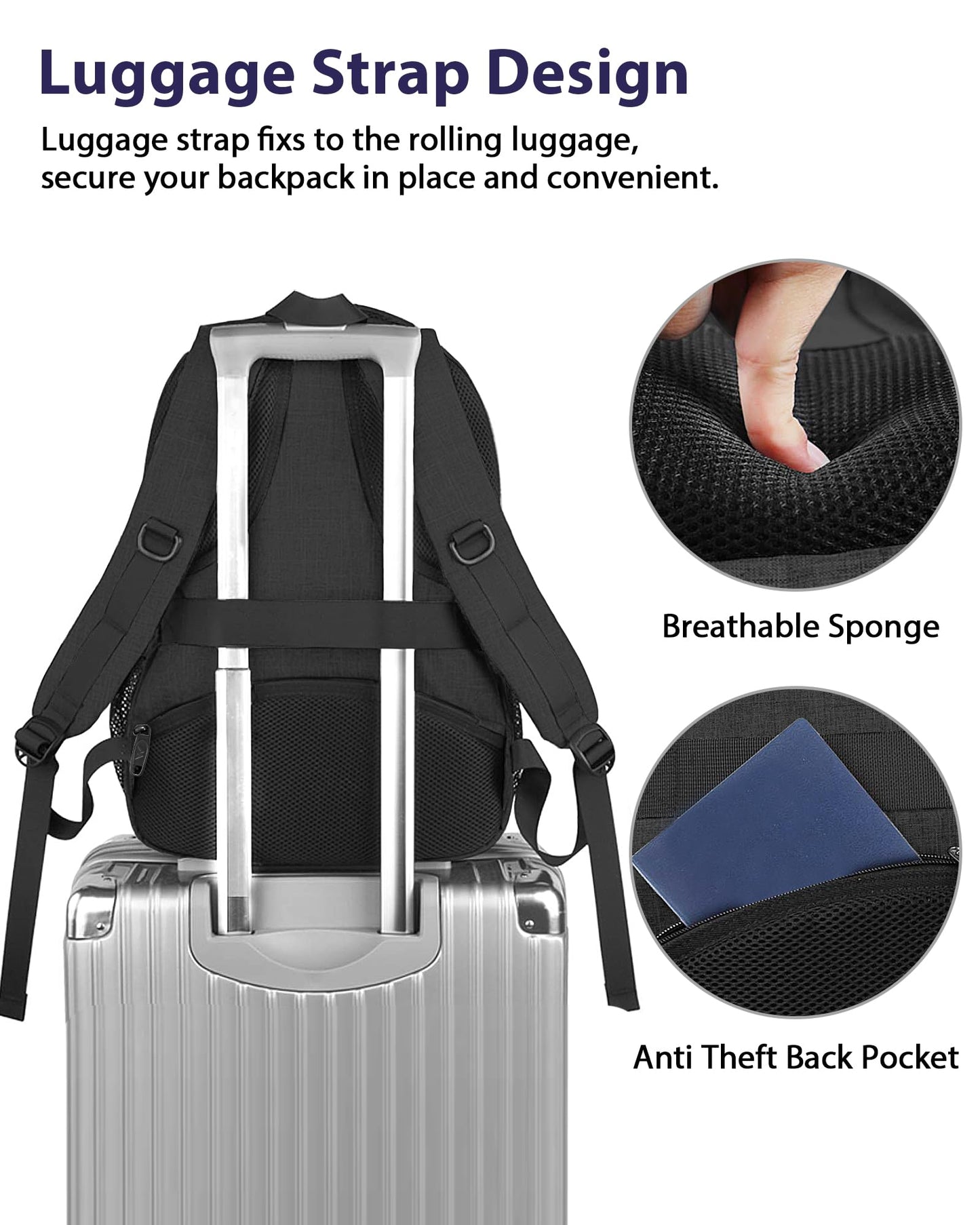 MATEIN Travel Laptop Backpack,17 Inch Business Large Backpack Bag With USB Charging Port, Water Resistant Work Rucksack Anti Theft Lightweight for College High School Men Women Casual Daypack, Black