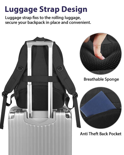 MATEIN Travel Laptop Backpack,17 Inch Business Large Backpack Bag With USB Charging Port, Water Resistant Work Rucksack Anti Theft Lightweight for College High School Men Women Casual Daypack, Black