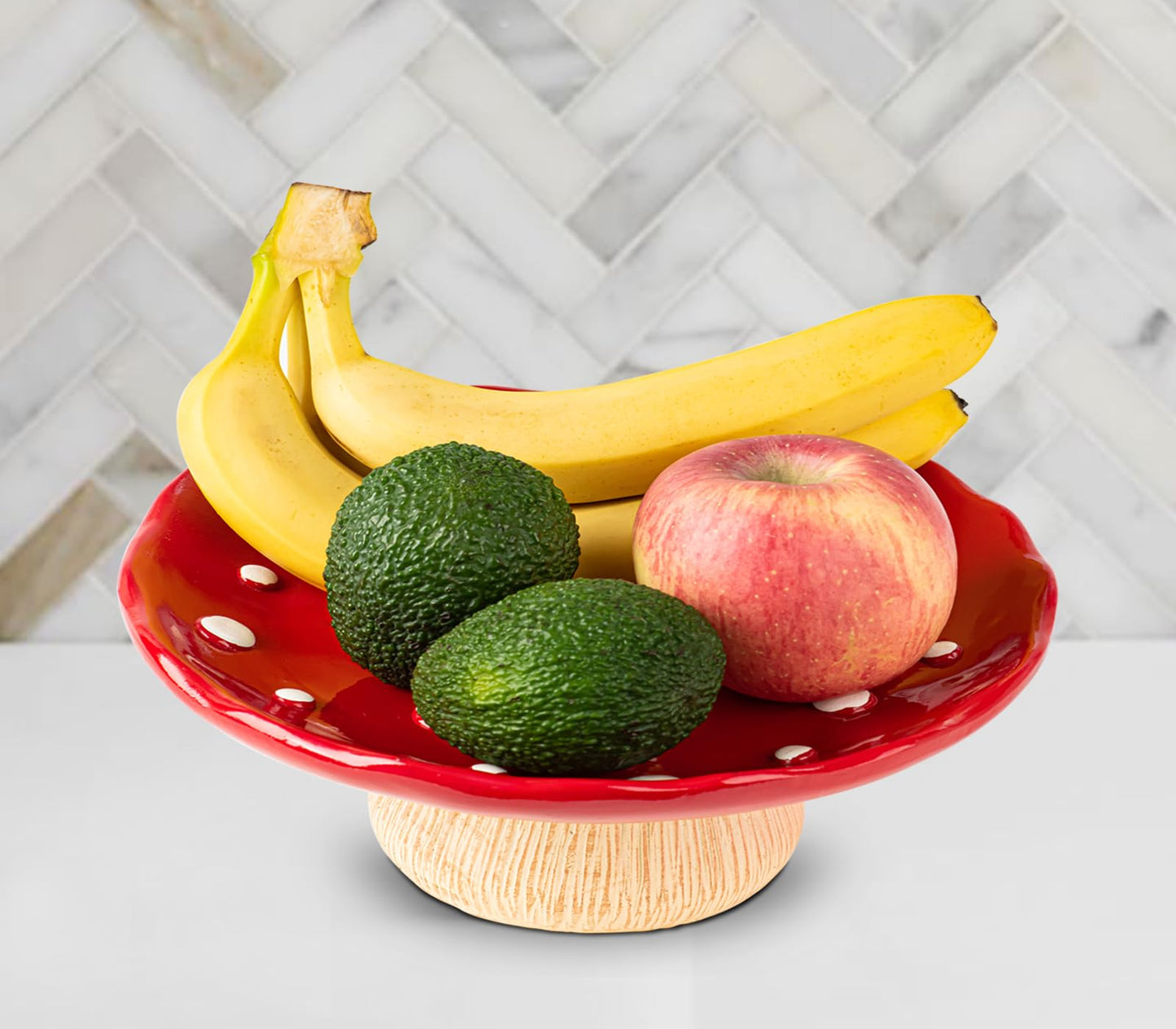 dgudgu Mushroom Fruit Bowl For Kitchen Counter 10 Inch Fruit Holder Large fruitage Bowl Red Banana Basket For Kitchen Fruit Holder
